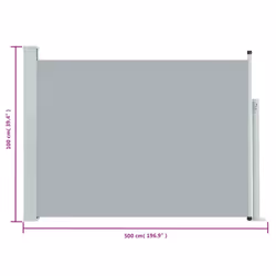 vidaXL Patio Retractable Side Awning 100x500cm Grey Privacy Garden Screen - Additional view 7