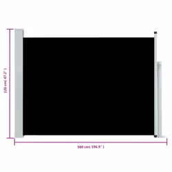vidaXL Retractable Side Awning Outdoor Privacy Screen Blind Sunshade Shelter - black, 120 x 500 cm - Additional view 3