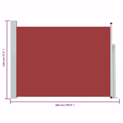 vidaXL Retractable Side Awning Outdoor Privacy Screen Blind Sunshade Shelter - red, 120 x 500 cm - Additional view 7