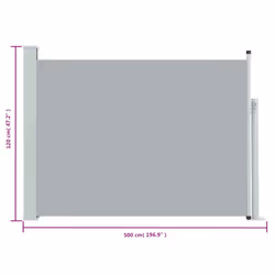 vidaXL Retractable Side Awning Outdoor Privacy Screen Blind Sunshade Shelter - grey, 120 x 500 cm - Additional view 3