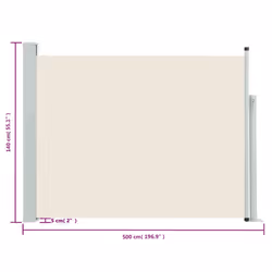 vidaXL Patio Retractable Side Awning 140x500cm Cream Privacy Garden Screen - Additional view 3