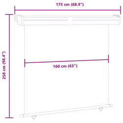 vidaXL Balcony Side Awning Outdoor Privacy Screen Patio Garden Screen Sunshade - cream, 175 x 250 cm