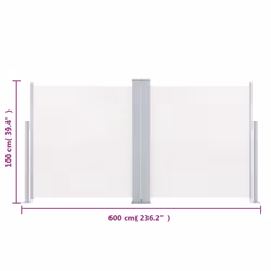 vidaXL Retractable Side Awning Cream 100cm Garden Sun Privacy Screen Sunshades