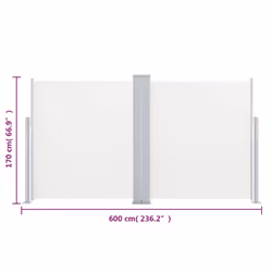 vidaXL Patio Retractable Double Side Awning 170x600cm Cream Sunshade Shelter