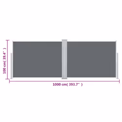 vidaXL Retractable Side Awning Anthracite 100x1000cm Garden Sunshade Shelter - Additional view 4
