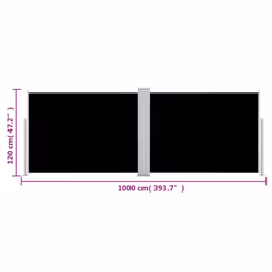 vidaXL Retractable Side Awning Garden Sun Screen Shade Outdoor Privacy Screen - black - Additional view 3