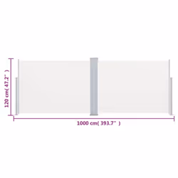 vidaXL Retractable Side Awning Cream 120x1000cm Garden Screen Sunshade Shelter