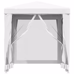 vidaXL Party Tent with 4 Mesh Sidewalls 2m White Garden Canopy Gazebo Marquee