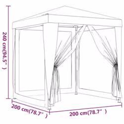 vidaXL Party Tent with 4 Mesh Sidewalls 2m White Garden Canopy Gazebo Marquee - Additional view 6