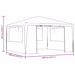 vidaXL Professional Party Tent with Side Walls 4m White Garden Canopy Gazebo
