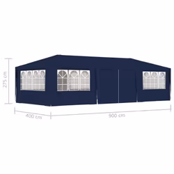 vidaXL Professional Party Tent with Side Walls 9m Blue Garden Canopy Gazebo