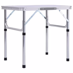 vidaXL Folding Camping Table White Aluminium 60x45cm Patio Hiking Picnic Stand