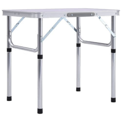 vidaXL Folding Camping Table White Aluminium 60x45cm Patio Hiking Picnic Stand