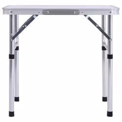vidaXL Folding Camping Table White Aluminium 60x45cm Patio Hiking Picnic Stand