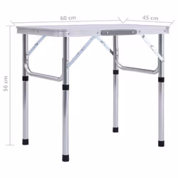 vidaXL Folding Camping Table White Aluminium 60x45cm Patio Hiking Picnic Stand