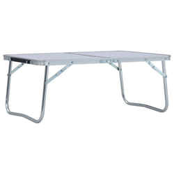 vidaXL Foldable Camping Table Aluminium 60x40cm White Portable Tables Desks