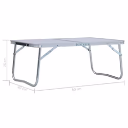 vidaXL Foldable Camping Table Aluminium 60x40cm White Portable Tables Desks