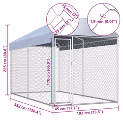 vidaXL Outdoor Dog Kennel with Canopy Top 382x192x225cm Fence Panel Playpen - Additional view 3