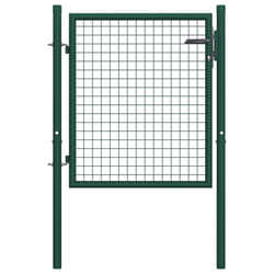 vidaXL Fence Gate Garden Gate Outdoor Entrance Fencing Panels Steel Green - 100 x 75 cm