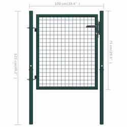 vidaXL Fence Gate Garden Gate Outdoor Entrance Fencing Panels Steel Green - 100 x 75 cm - Additional view 4