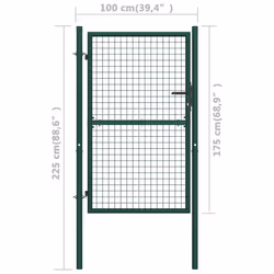 vidaXL Fence Gate Garden Gate Outdoor Entrance Fencing Panels Steel Green - 100 x 175 cm - Additional view 3