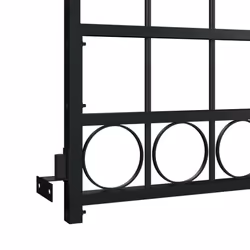 vidaXL Fence Gate with Arched Top Steel 89x200cm Black Garden Entrance Door
