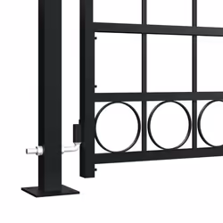 vidaXL Fence Gate with Arched Top and 2 Posts 105x204cm Black Entrance Door - Additional view 4