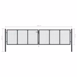 vidaXL Mesh Garden Gate Galvanised Steel Grey Entrance Door Terrace Barrier - Additional view 5