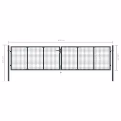 vidaXL Mesh Garden Gate Galvanised Steel Grey Outdoor Fence Terrace Barrier - Additional view 5