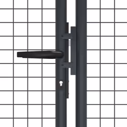 vidaXL Mesh Garden Gate Galvanised Steel Grey Outdoor Fence Terrace Barrier - Additional view 2