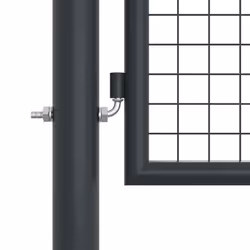 vidaXL Mesh Garden Gate Galvanised Steel Grey Outdoor Fence Terrace Barrier - Additional view 4