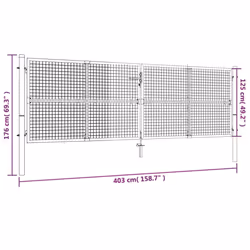 vidaXL Mesh Garden Gate Galvanised Steel Grey Outdoor Fence Terrace Barrier - Additional view 5