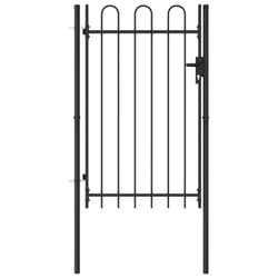 vidaXL Fence Gate Single Door with Arched Top Steel 1x1.5m Black Patio Barrier