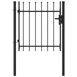 vidaXL Fence Gate Single Door with Spike Top Steel 1x1m Black Patio Barrier