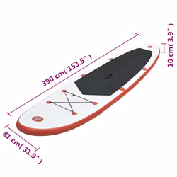 vidaXL Stand Up Paddle Board Set Sup Board Surfboard Inflatable Red and White - Additional view 7