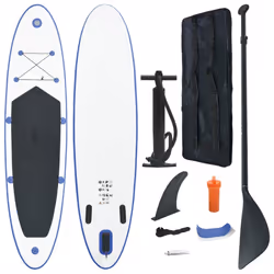 vidaXL Stand Up Paddle Board Set Sup Board Surfboard Inflatable Blue and White