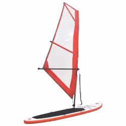 vidaXL Inflatable Stand Up Paddleboard with Sail Set Red and White Board Set