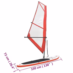 vidaXL Inflatable Stand Up Paddleboard with Sail Set Red and White Board Set
