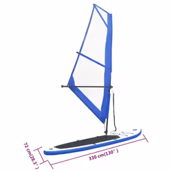vidaXL Inflatable Stand Up Paddleboard with Sail Set Blue and White Board Set