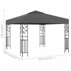 vidaXL Gazebo 3m Anthracite Outdoor Garden Patio Canopy Tents Awning Sunshade - Additional view 4