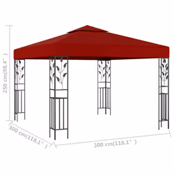 vidaXL Gazebo 3m Wine Red Outdoor Garden Patio Canopy Tents Awning Sunshade - Additional view 4