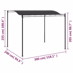 vidaXL Sunshade Awning 3x2.4m Anthracite Outdoor Garden Canopy Gazebo Cover - Additional view 6