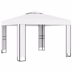vidaXL Gazebo with Double Roof 3m White Outdoor Canopy Shelter Party Tent