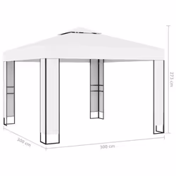 vidaXL Gazebo with Double Roof 3m White Outdoor Canopy Shelter Party Tent - Additional view 5