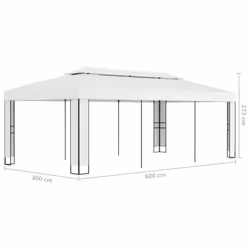 vidaXL Gazebo with Double Roof 6m White Outdoor Canopy Shelter Party Tent - Additional view 6