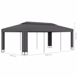vidaXL Gazebo with Double Roof 6m Anthracite Outdoor Canopy Shelter Party Tent - Additional view 6