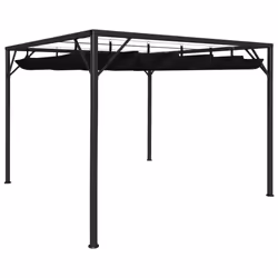 vidaXL Garden Gazebo with Retractable Roof Canopy 3x3m Anthracite Outdoor Tent