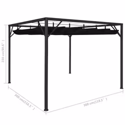 vidaXL Garden Gazebo with Retractable Roof Canopy 3x3m Anthracite Outdoor Tent