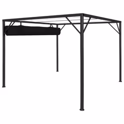 vidaXL Garden Gazebo with Retractable Roof Canopy 3x3m Anthracite Outdoor Tent - Additional view 4