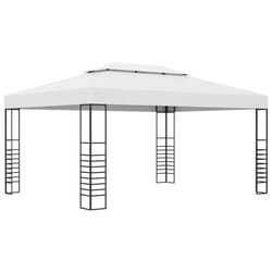 vidaXL Garden Gazebo Powder-Coated Steel White Outdoor Canopy Shelter